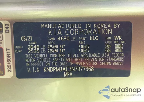 2022 Kia Sportage Lx z USA, uszkodzony, nr VIN KNDPM3AC3N7977368